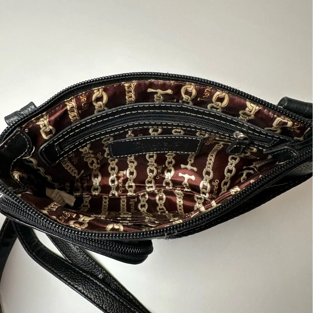 Tignanello Black Leather Crossbody Bag